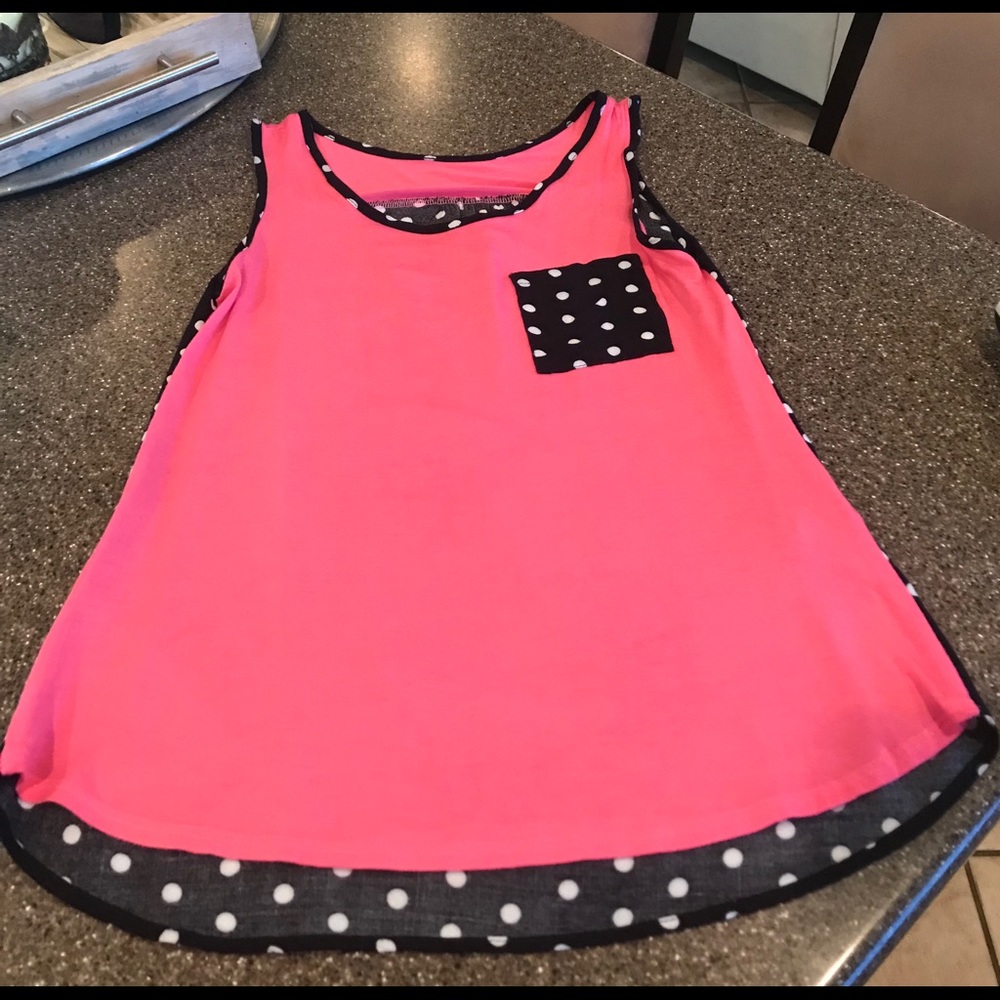 Pink and Polka Dot Sleeveless Top, Great Condition
